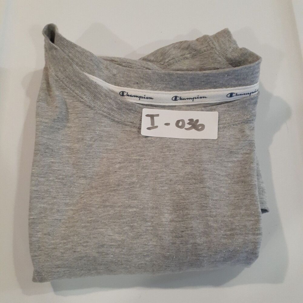 Champion Women Sz 2XL Gray Embroidered Patch Smiley Love Cropped T Shirt Y2K - Picture 9 of 9